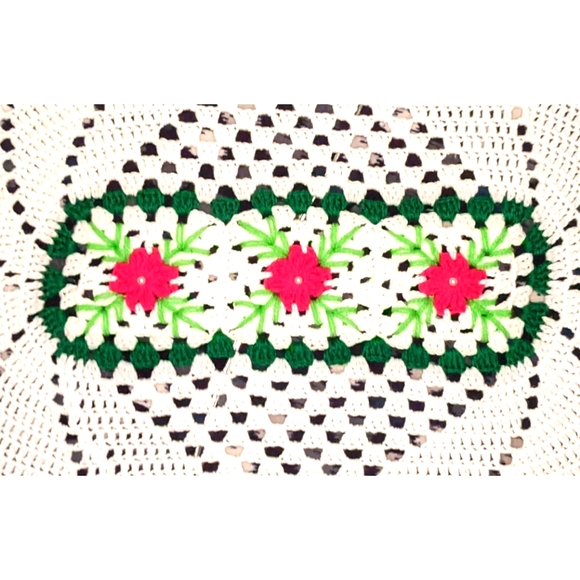 Christmas Handmade Bed Doily 38"x25 " - Picture 2 of 4